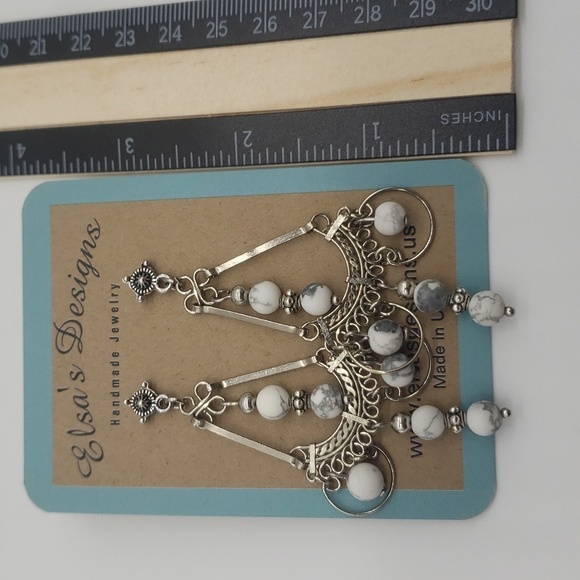 1177- Howlite Stone Women's Handmade Earrings NWT - Picture 3 of 4